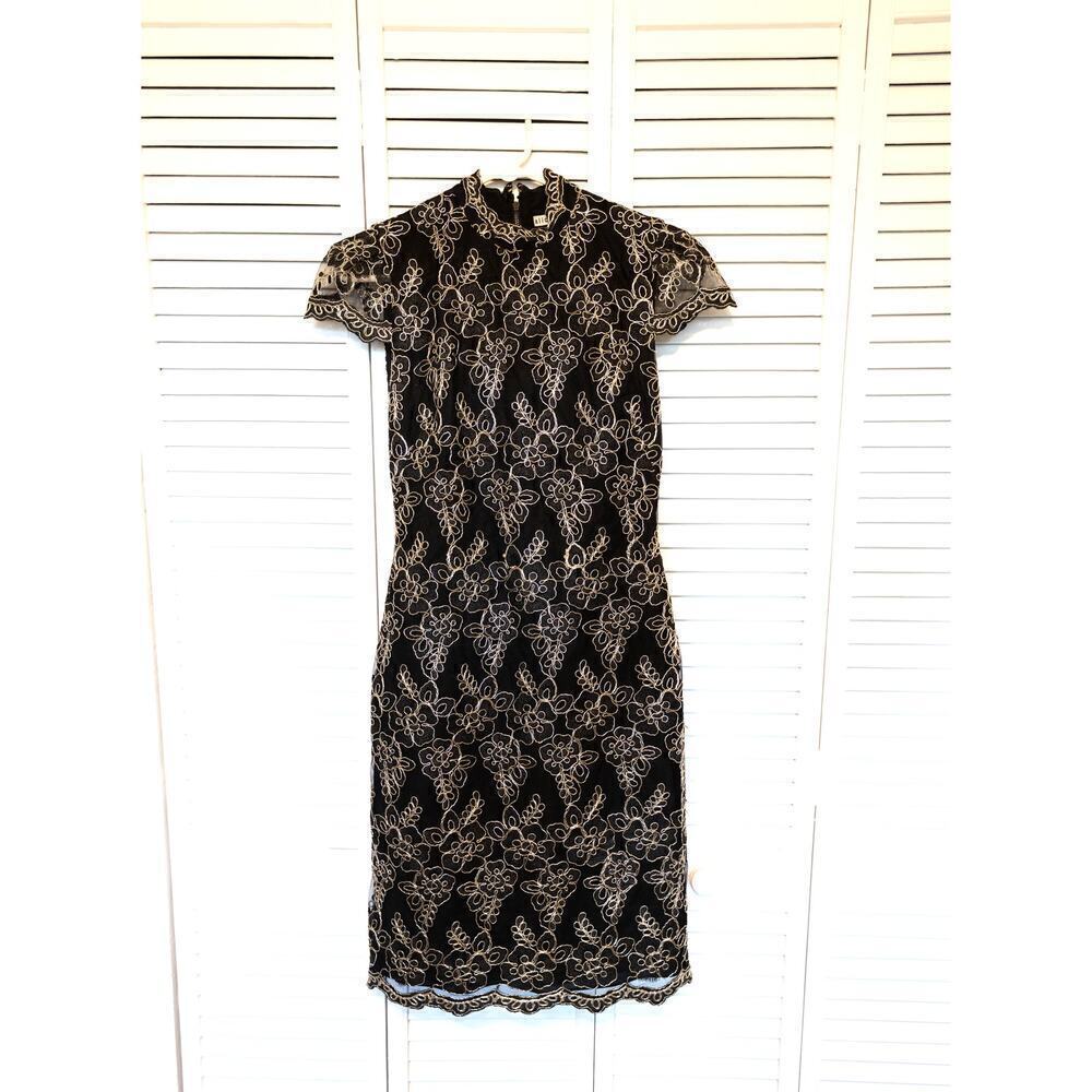 Alice + Olivia Marya Dress Ladies Pre-Loved Black Metallic Dress Size 6 - Picture 11 of 11